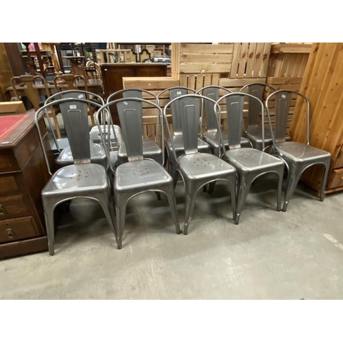 49 - 10 'Tolix' grey metal chairs