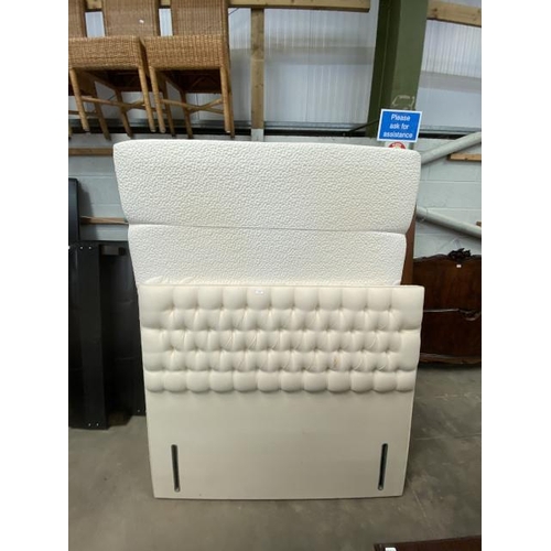 5 - Sealy double divan bed with a cream headboard (marks to headboard fabric)