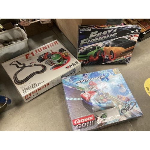 528 - Fast & Furious micro Scalextric, Carrera Mario Kart & F1 Junior electric circuit (Unchecked - sold a... 