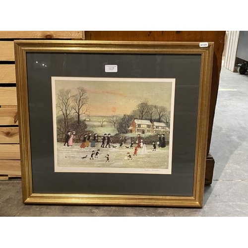 54 - Gilt framed pencil signed Limited Edition print of 850 copies 'Gathering Holly' by Helen Bradley MBE... 