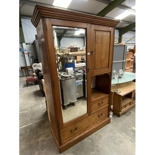 97 - Edwardian satinwood combination wardrobe 197H 114W 50D