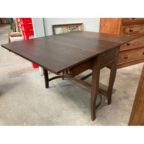 94 - Modern oak effect fold over dining table 77H 92W 40-120D