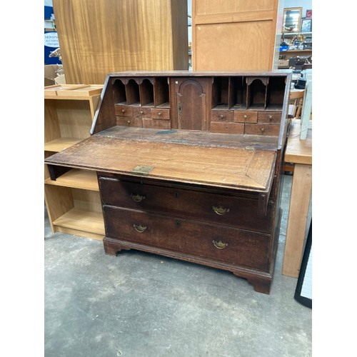 156 - Antique oak bureau 118H 108W 50D