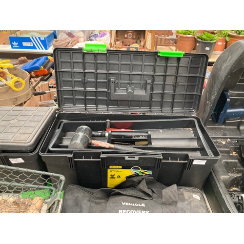 565 - 3 boxes of workshop tools including spanners, hammers, chisels etc, Performance Pro cased circular s... 