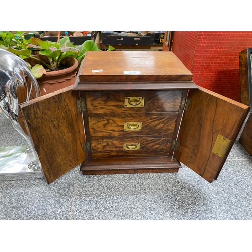 269 - Victorian walnut cabinet with key 30W 34H 20D