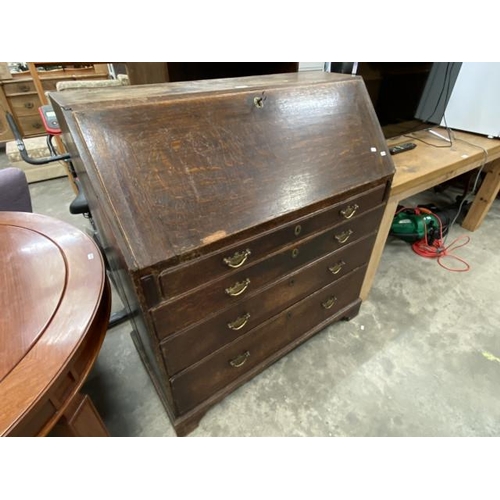 110 - Antique oak bureau 118H 108W 50D
