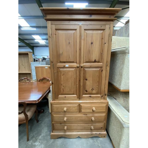 116 - Pine 2 door/4 drawer wardrobe 206H 104W 62D