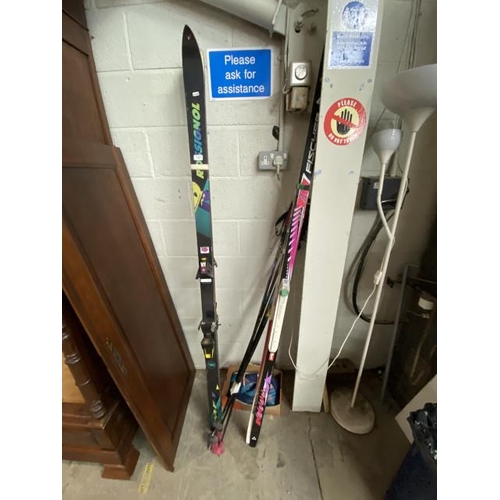 23 - Pair of Rossignal & Fischer skis, pair of Swix Classic & Euroteam Three poles & a pair of Salomon 51... 