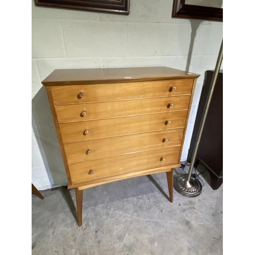 38 - Mid century Alfred Cox for Heals walnut chest of drawers 114H 86W 47D