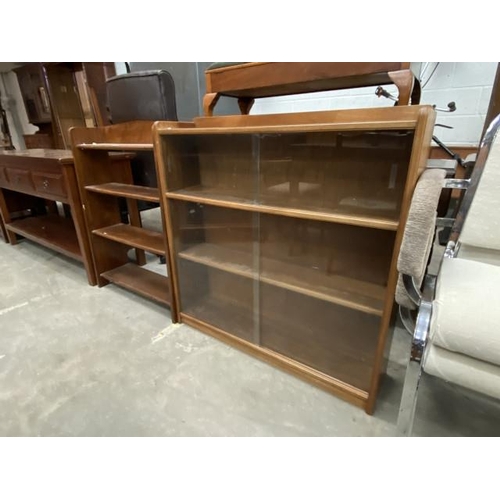 42 - Oak open bookcase 93H 69W 19D & an oak glazed bookcase 93H 91W 22D