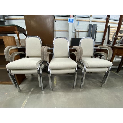 43 - 6 chrome framed stacking chairs