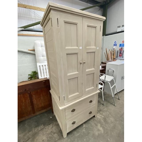 49 - Painted pine 2 door/2 drawer wardrobe 190H 85W 60D