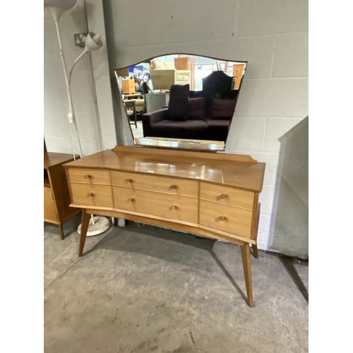 64 - Mid century Alfred Cox for Heals walnut dressing table 137H 121W 47D and a matching bedside cupboard... 