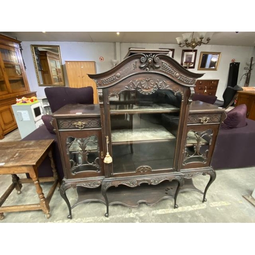 73 - Ornate Victorian mahogany display cabinet 140H 140W 44D