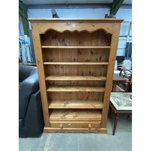 77 - Good quality pine bookcase with one drawer 153H 97W 22D