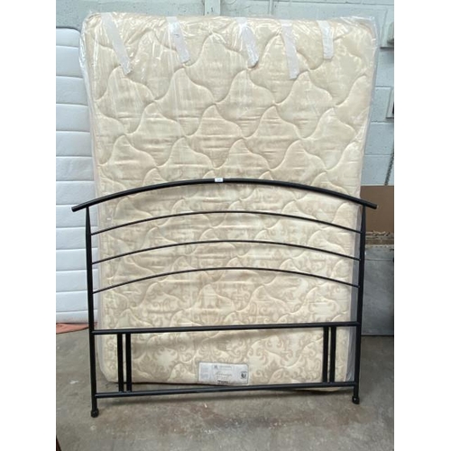 80 - Myer's Sovereign double divan bed with a black metal headboard