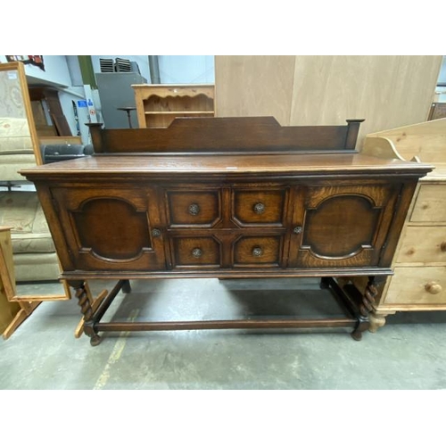 92 - Edwardian oak barley twist sideboard 112H 153W 50D