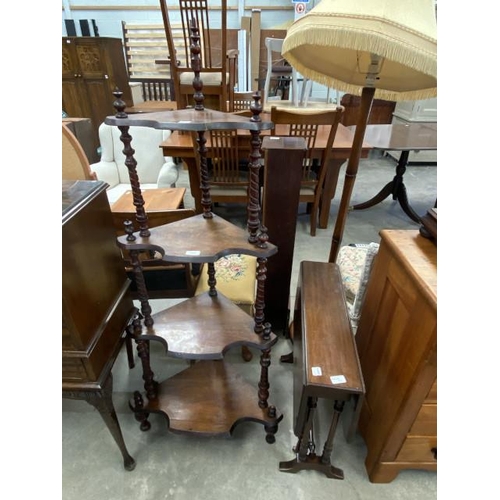 97 - Victorian mahogany Sutherland table 61H 91W 74D & a Victorian mahogany wotnot 145H 43W 26D