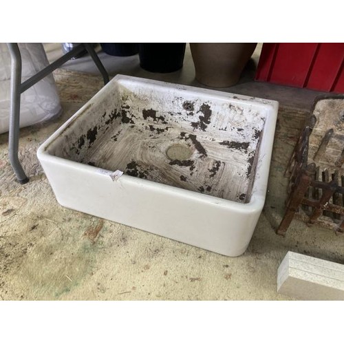 488 - White glazed garden sink/planter 20H 59W 50D