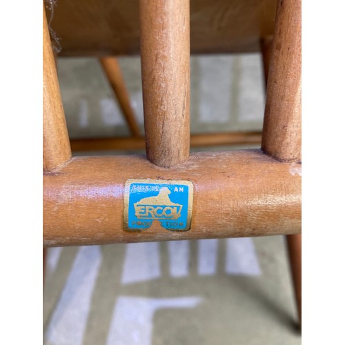 35 - 4 Ercol blond elm model 391 stick back chairs (blue badge)