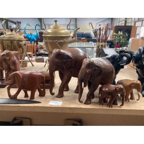 454 - 24 Elephant ornaments, two pairs of Elephant bookends, Two Rhinoceros, letter opener inc. ebony, res... 