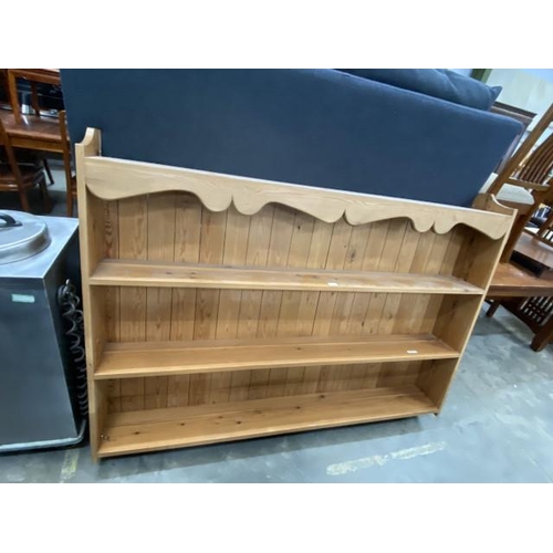 109 - Wall mounted pine bookcase 110H 168W 22D