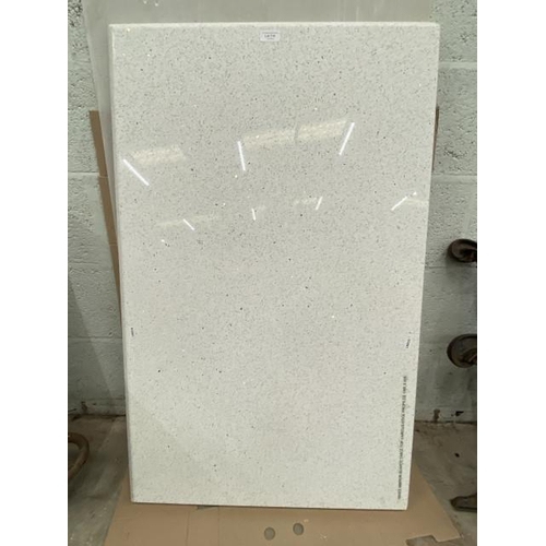 116 - White mirror quartz table top with various edge profiles 1060 x 655cm