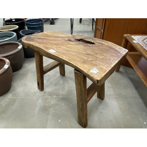 124 - Rustic oak stool 45H 64W 35D