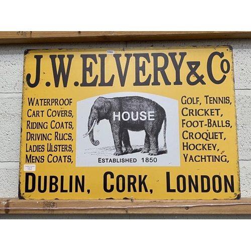 2 - Reproduction tin plate sign 'J.W. Elvery & Co' 70 x 50cm