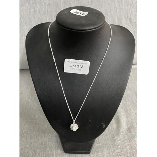 Silver opal set pendant on silver chain, chain 46cm long