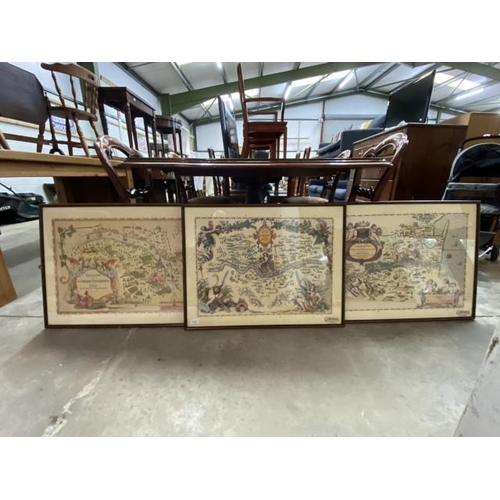 34 - 3 framed Coleman's of Norwich prints of Cartes du Vin - Germany Rheinhessen, Cotes du Roussillon and... 