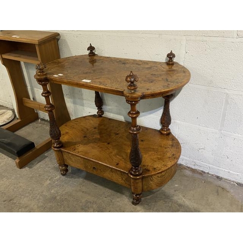 36 - Victorian burr walnut 2 tier trolley 70H 78W 40D