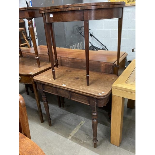 43 - Victorian mahogany fold over tea table 75H 96W 50-100D & Victorian mahogany fold over games table 76... 