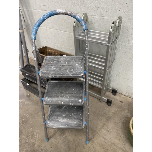 77 - Aluminium multi-purpose ladder & MacAllister PT2062 Non-slip 3-step step stool