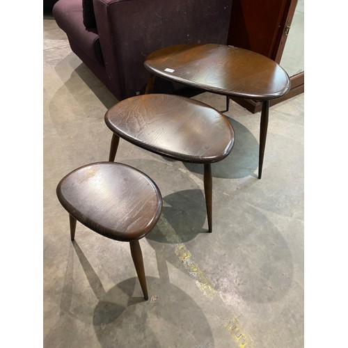 105 - Ercol nest of 3 'Pebble' tables 40H 66W 44D