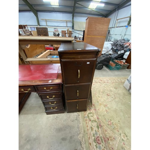 513 - Antique oak 3 drawer filing cabinet with a C.S.D.A. label 116H 39W 64D