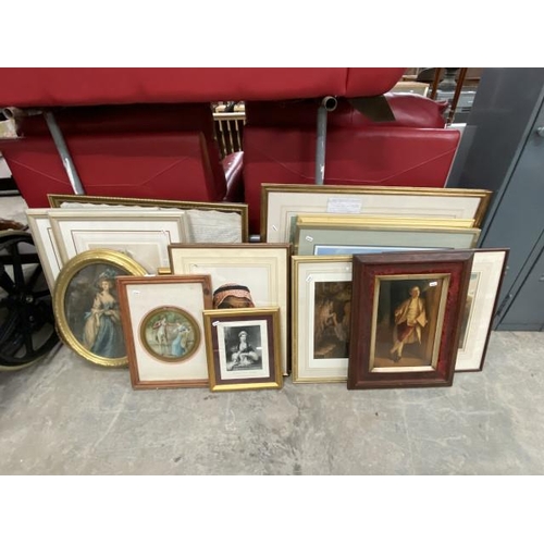 241 - 17 framed prints etc including Victorian. Limited edition Russell Flint, framed indenture, gilt fram... 