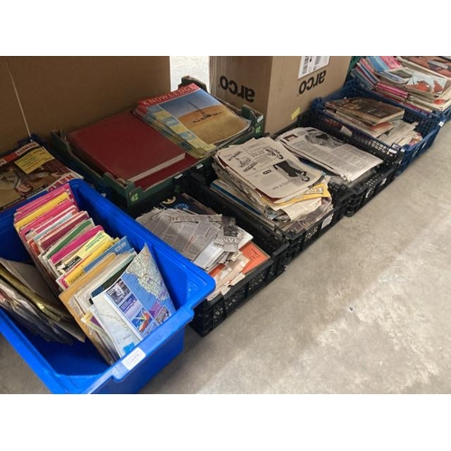 570 - 11 boxes/ crates of books, OS maps, vintage magazines etc.