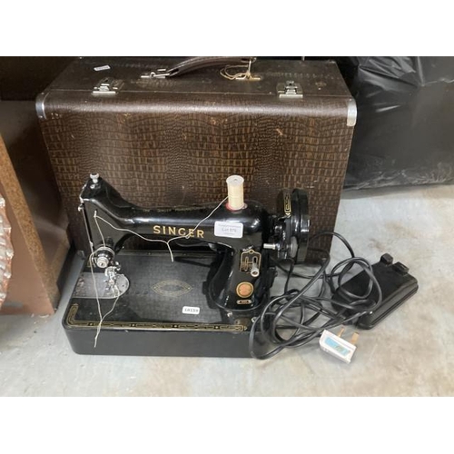 576 - Cased Singer 99K sewing machine with mains lead/ foot pedal