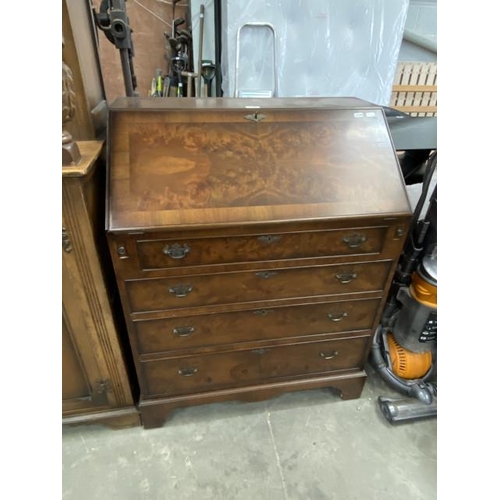 62 - Mahogany bureau with one key 99H 76W 46D