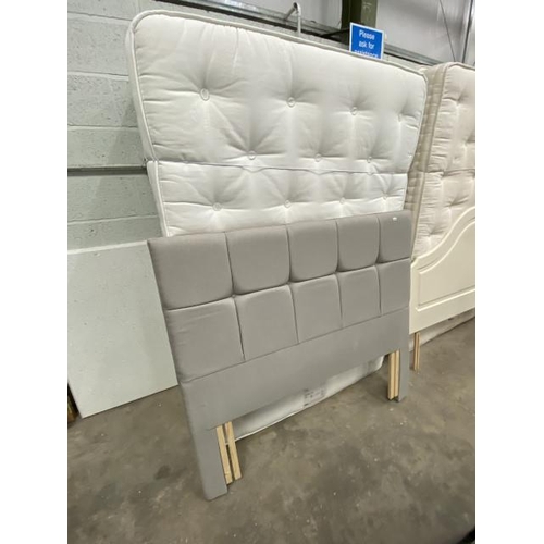 70 - M & S Natural 1250 double divan bed with grey headboard