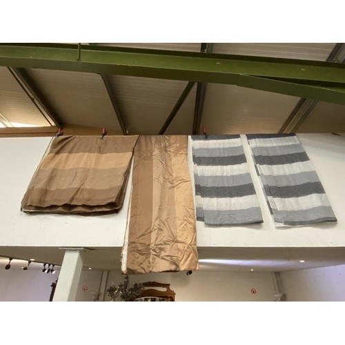 88 - Pair of grey striped curtains 130w x 182d, 2 pairs of Jeff Banks curtains 140w x 260d & 240w x 175d