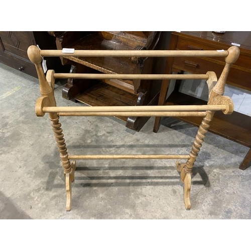 92 - Pine barley twist towel rail 90H 72W 32D