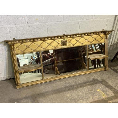 94 - Vintage gilt framed mirror with candle sconces 62H 151W 18D