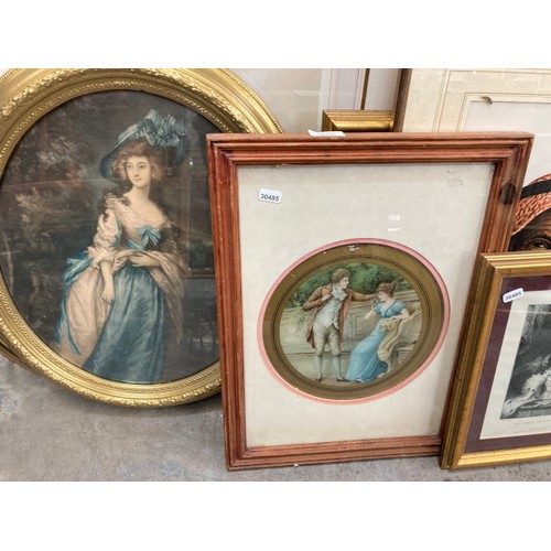 241 - 17 framed prints etc including Victorian. Limited edition Russell Flint, framed indenture, gilt fram... 