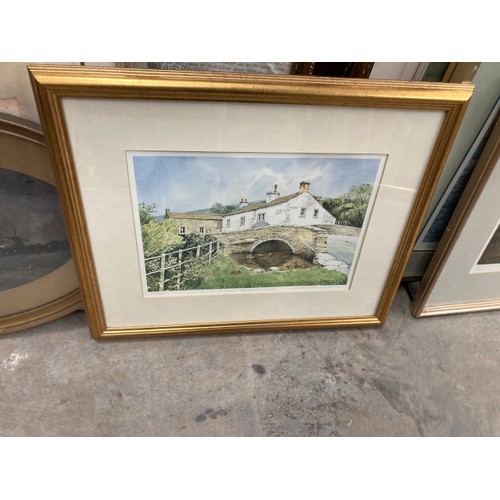 241 - 17 framed prints etc including Victorian. Limited edition Russell Flint, framed indenture, gilt fram... 