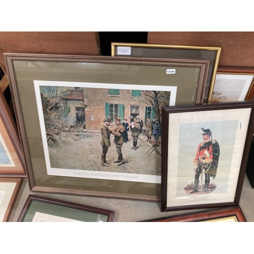 573 - Assorted framed pictures and prints including The Scots Regiment in The British Army