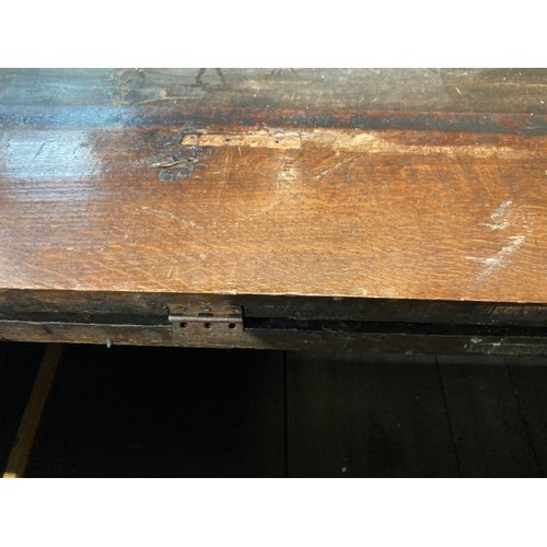 61 - 18th century oak mule chest 90H 148W 58D (as found)