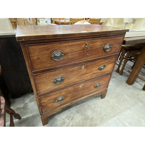 132 - George lll mahogany chest of drawers, circa 1810 84H 82W 44D