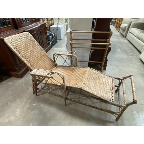 140 - Mid century rattan and bamboo steamer chair (as found) 168L